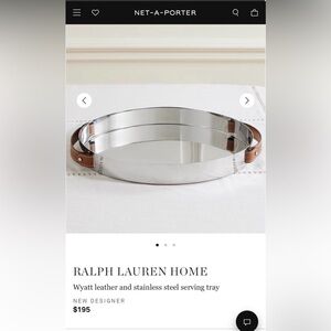Ralph Lauren Home Stainless Steel Tray with Leather Accents